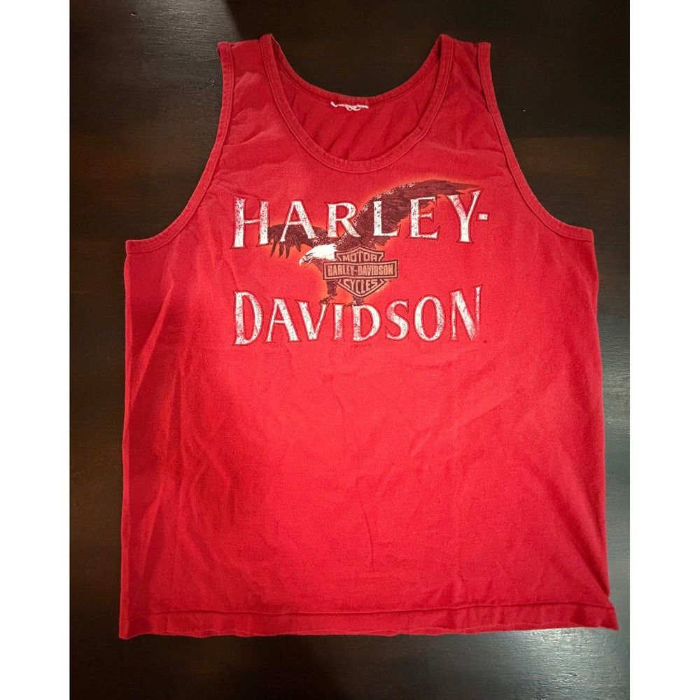 Men's 2007/2010 L Harley Davidson Smoky Mountain Tank Red Eagle Graphic
